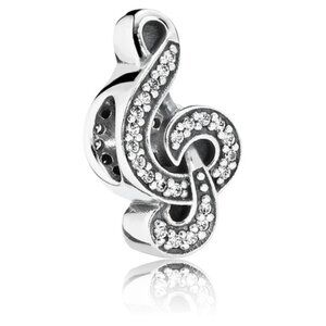 PANDORA Sweet Music Treble Clef Charm Authentic Sterling Silver Clear Zirconia